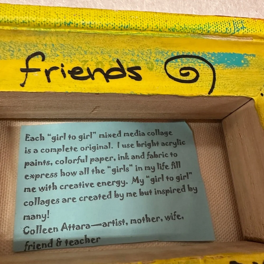 Original “Girl to Girl Mixed Media Collage” Friends Frame by Artist Colleen
